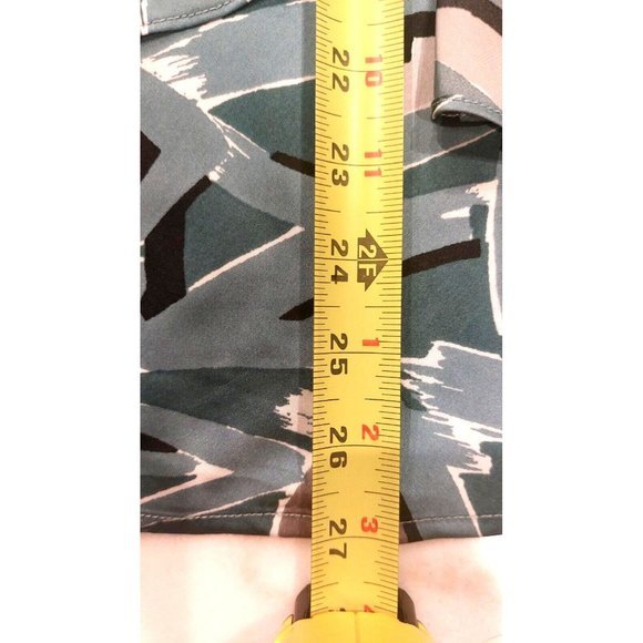 NINE WEST WOMENS Green/Gray V-NECK SLEEVELESS BLOUSE TIE at Neck SIZE Large‎ - Picture 5 of 5